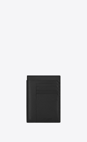 SAINT LAURENT Fragments Lederwaren Herren Fragments Passetui aus schwarzem Leder und schwarzem Leder mit Glanzfinish a_V4